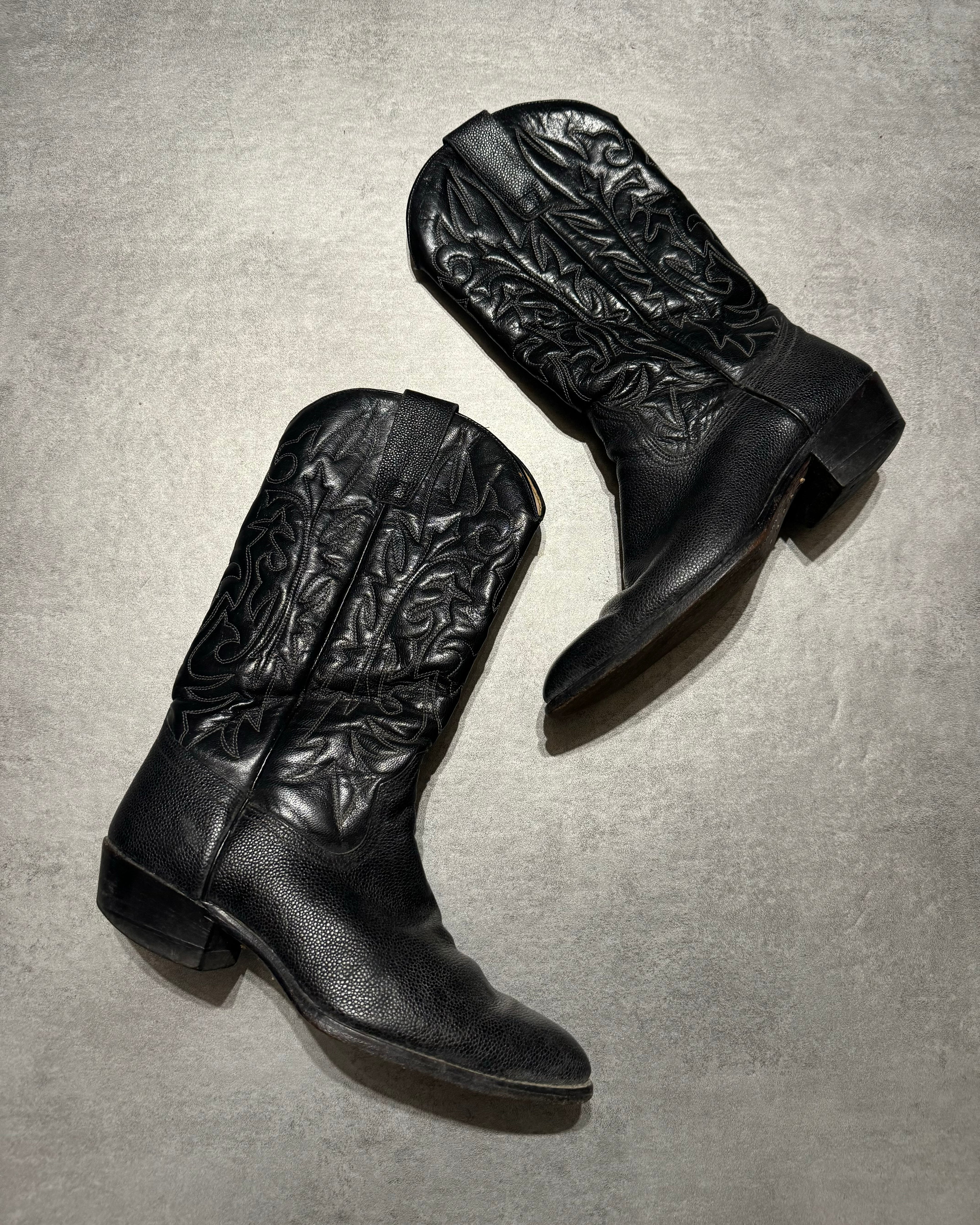 2000s Cow-Boy Black Santiags Boots  (42) - 1