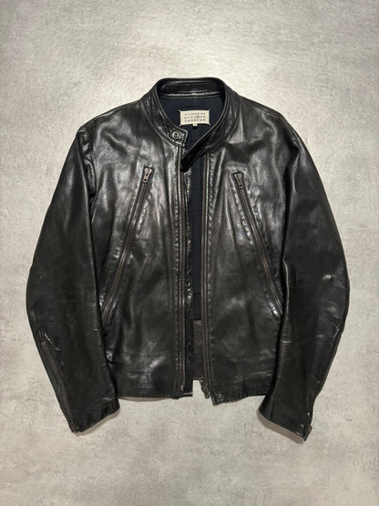 SS2014 Maison Margiela 5 Zips Black Premium Leather Jacket (M) - 4