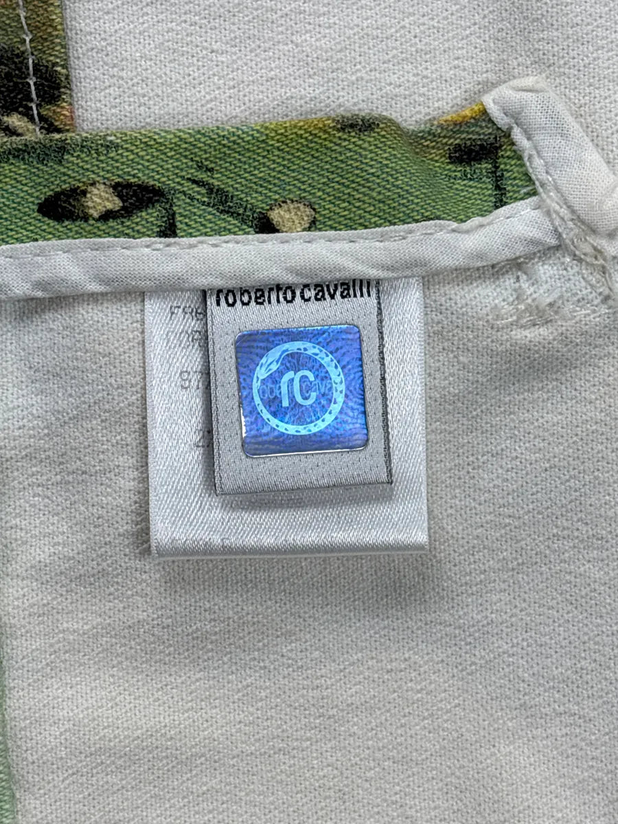 SS2004 Roberto Cavalli Abstract Painting Cropped Denim Jacket gJftCLLK 13