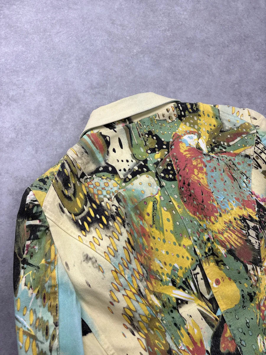 SS2004 Roberto Cavalli Abstract Painting Cropped Denim Jacket gJftCLLK 10