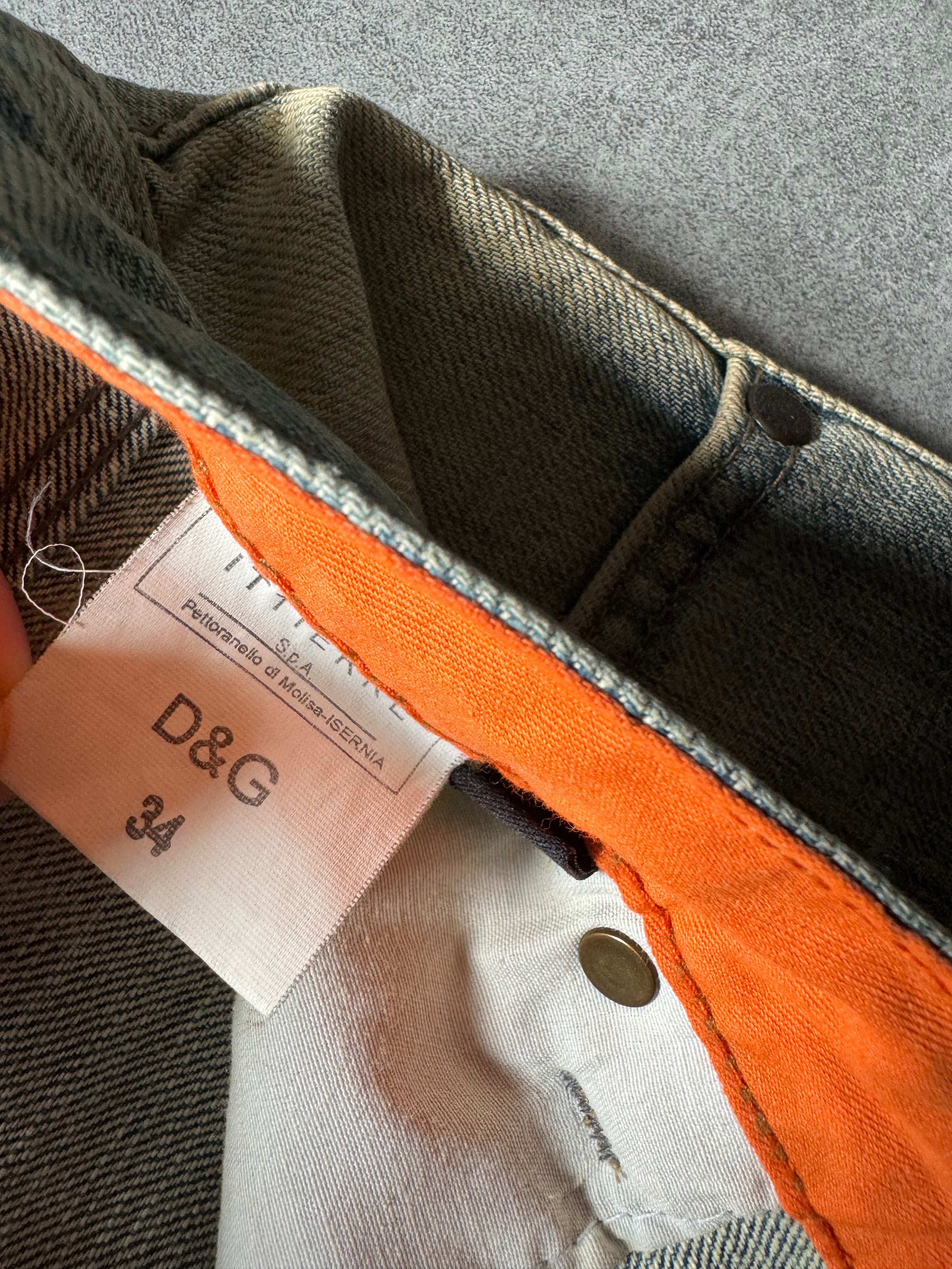 FW2006 Dolce & Gabbana Orange Poem Faded Jeans (M) - 8