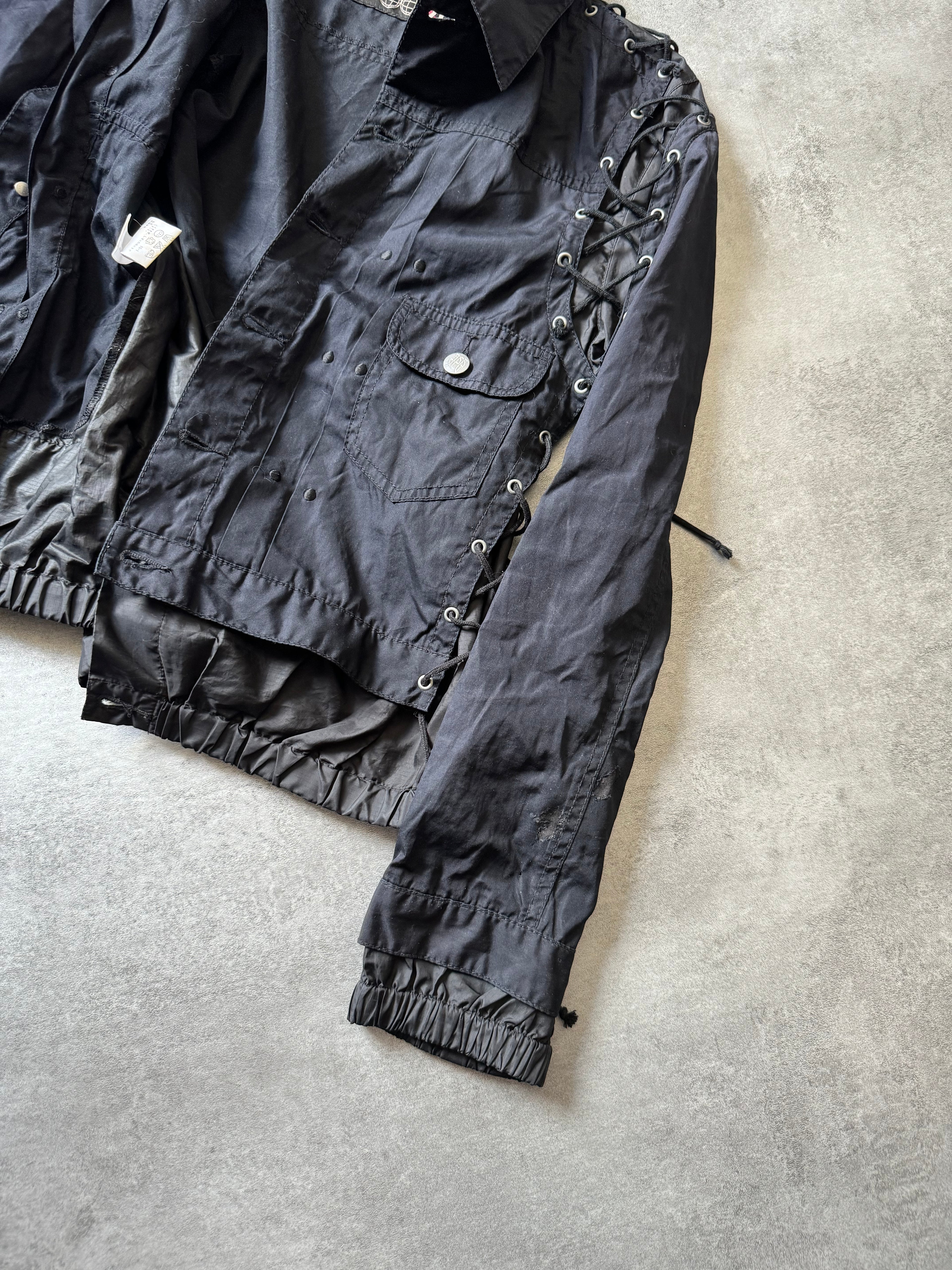 AW2003 Jean Paul Gaultier Strapped Bondage Light Trucker Jacket (S) - 4