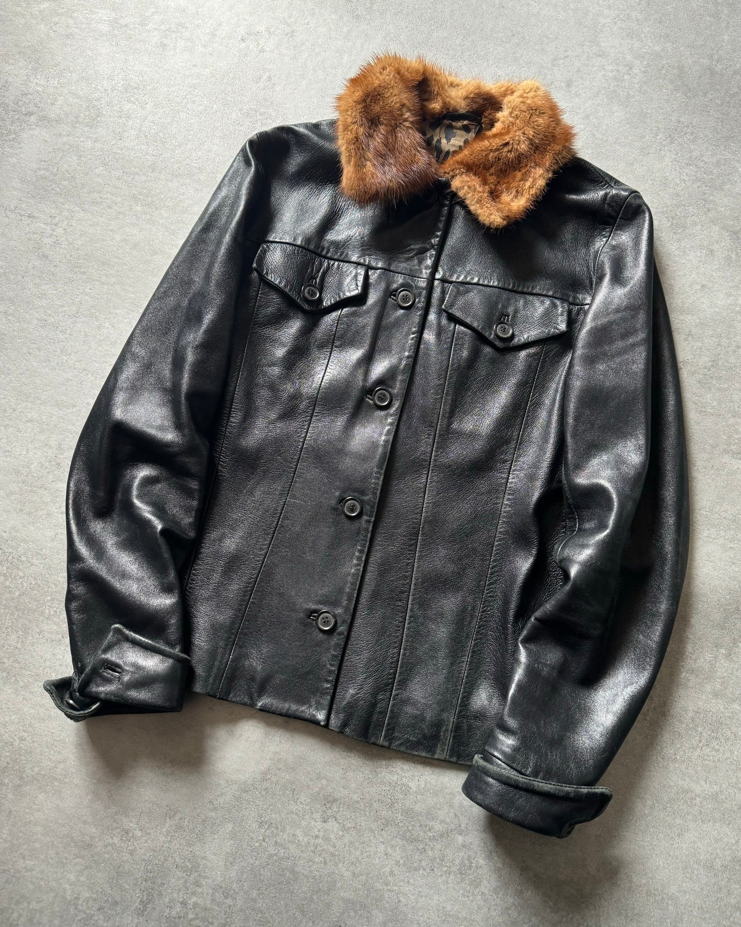 1990s Dolce & Gabbana Precise Premium Black Leather Jacket  (S) - 2
