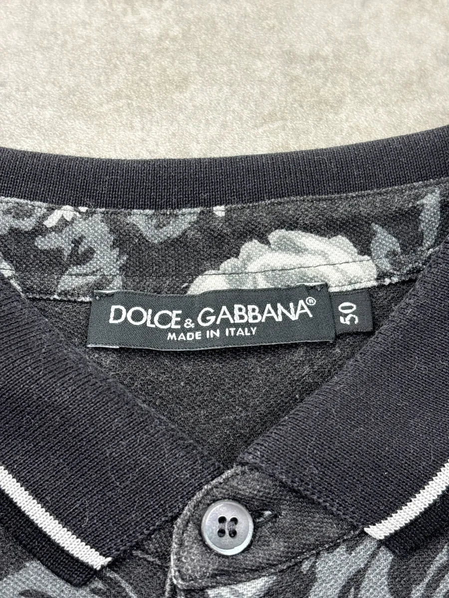 2010s Dolce & Gabbana Black Floral Contrast Polo gOdZdBvK 8