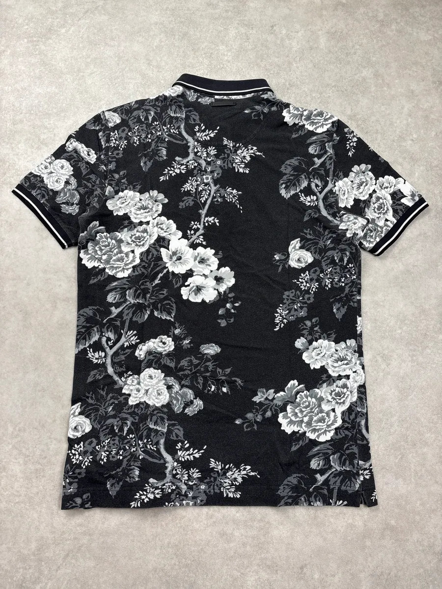 2010s Dolce & Gabbana Black Floral Contrast Polo gOdZdBvK 5