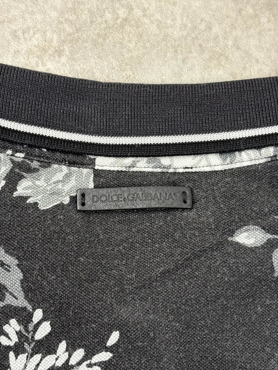 2010s Dolce & Gabbana Black Floral Contrast Polo gOdZdBvK 7