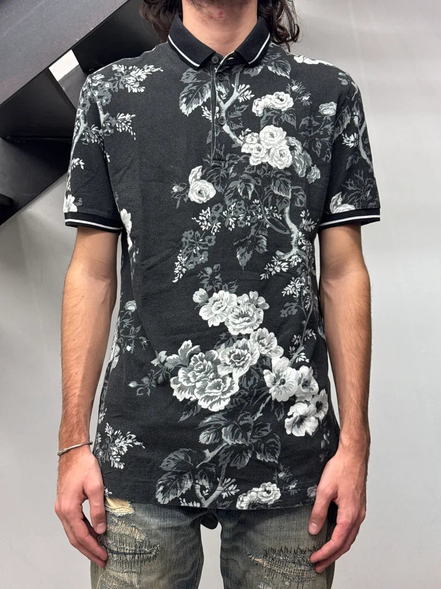 2010s Dolce & Gabbana Black Floral Contrast Polo gOdZdBvK 1