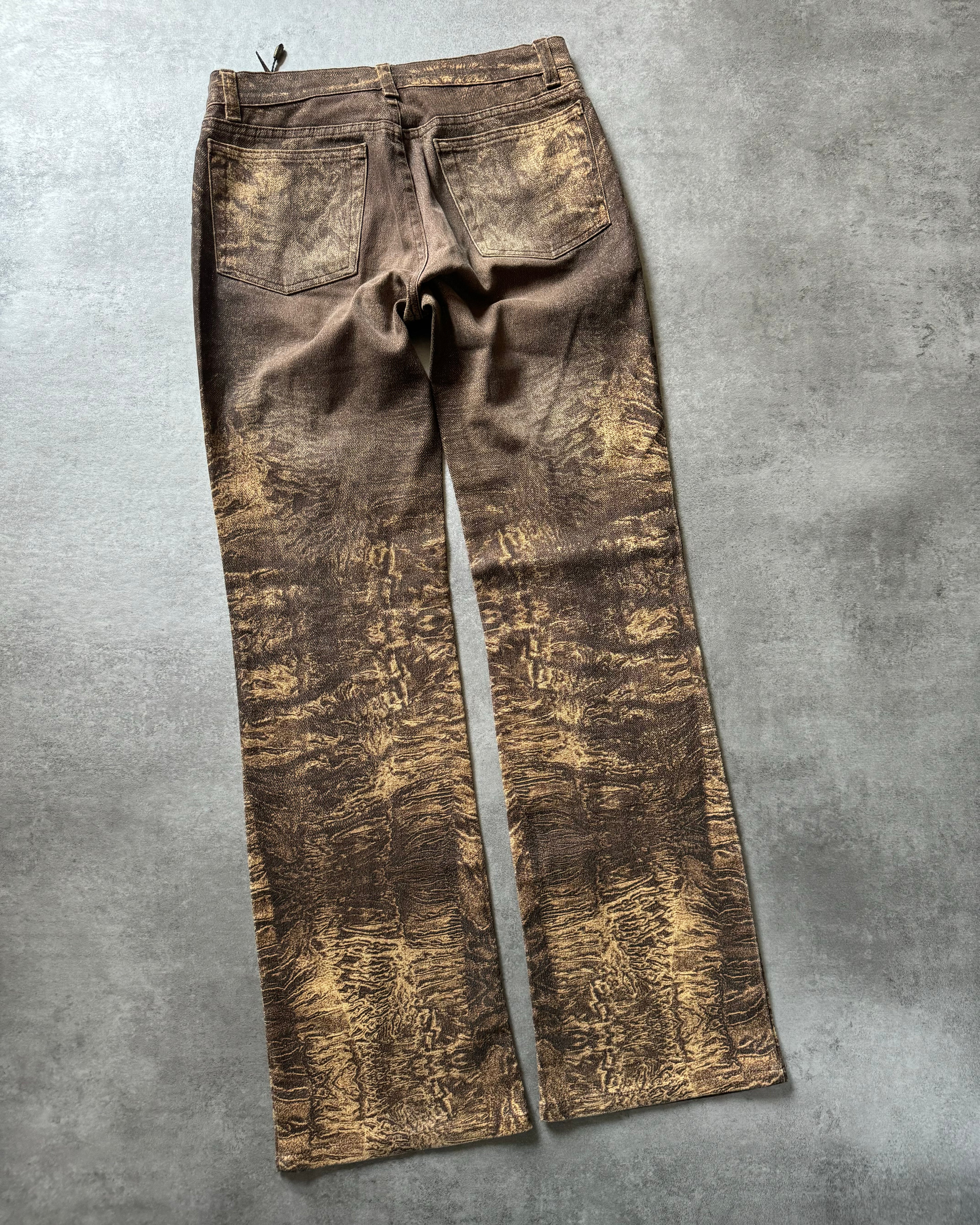 2000s Roberto Cavalli Arabic Brown Sand Erosion Pants (S) - 6