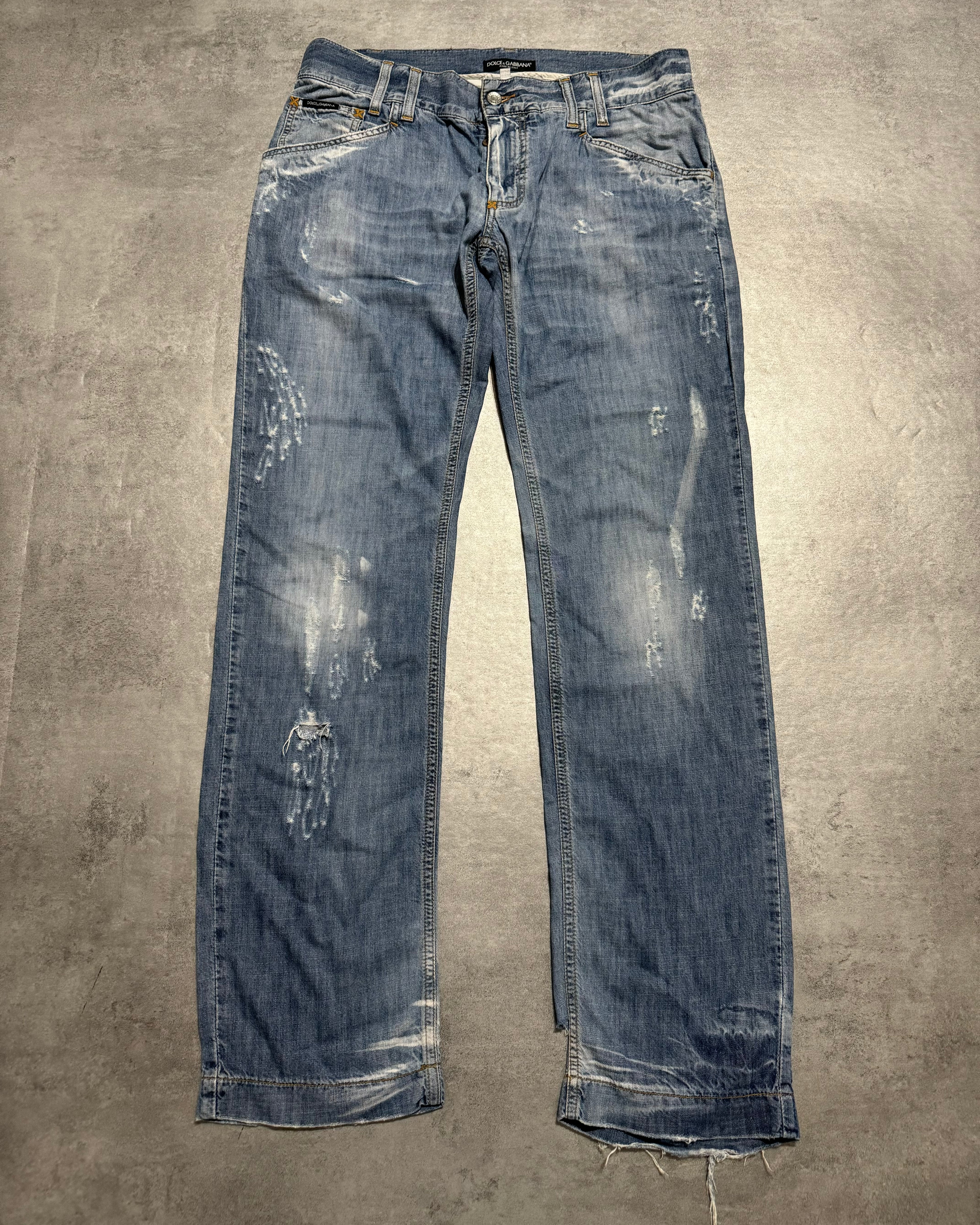 SS2006 Dolce & Gabbana Distressed Relaxed Denim Jeans (L) - 9