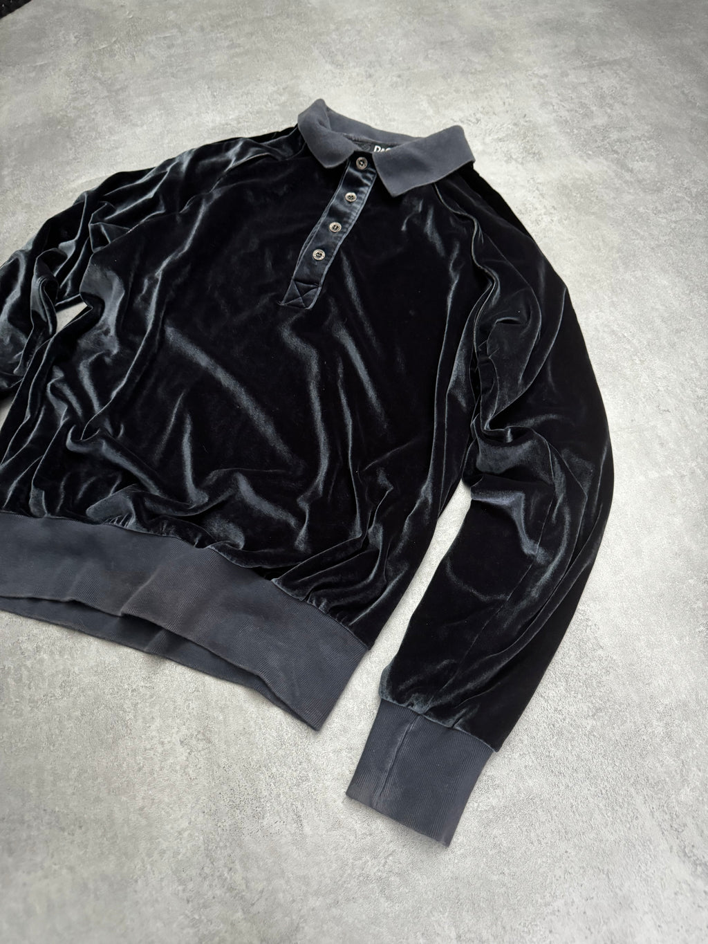 2000s Dolce & Gabbana Velvet Deep Green Polo Sweater (L) - 10