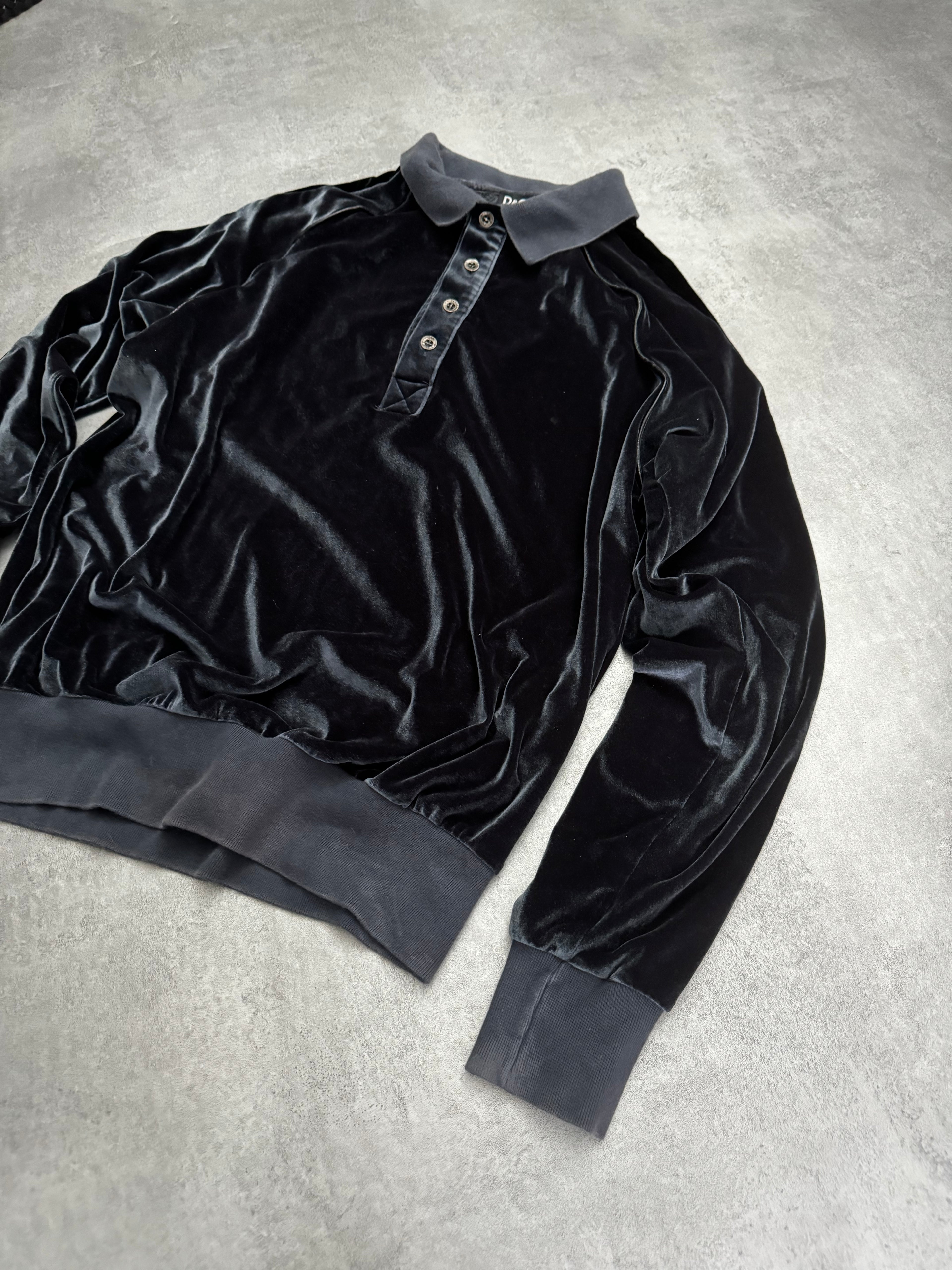 2000s Dolce & Gabbana Velvet Deep Green Polo Sweater (L) - 10