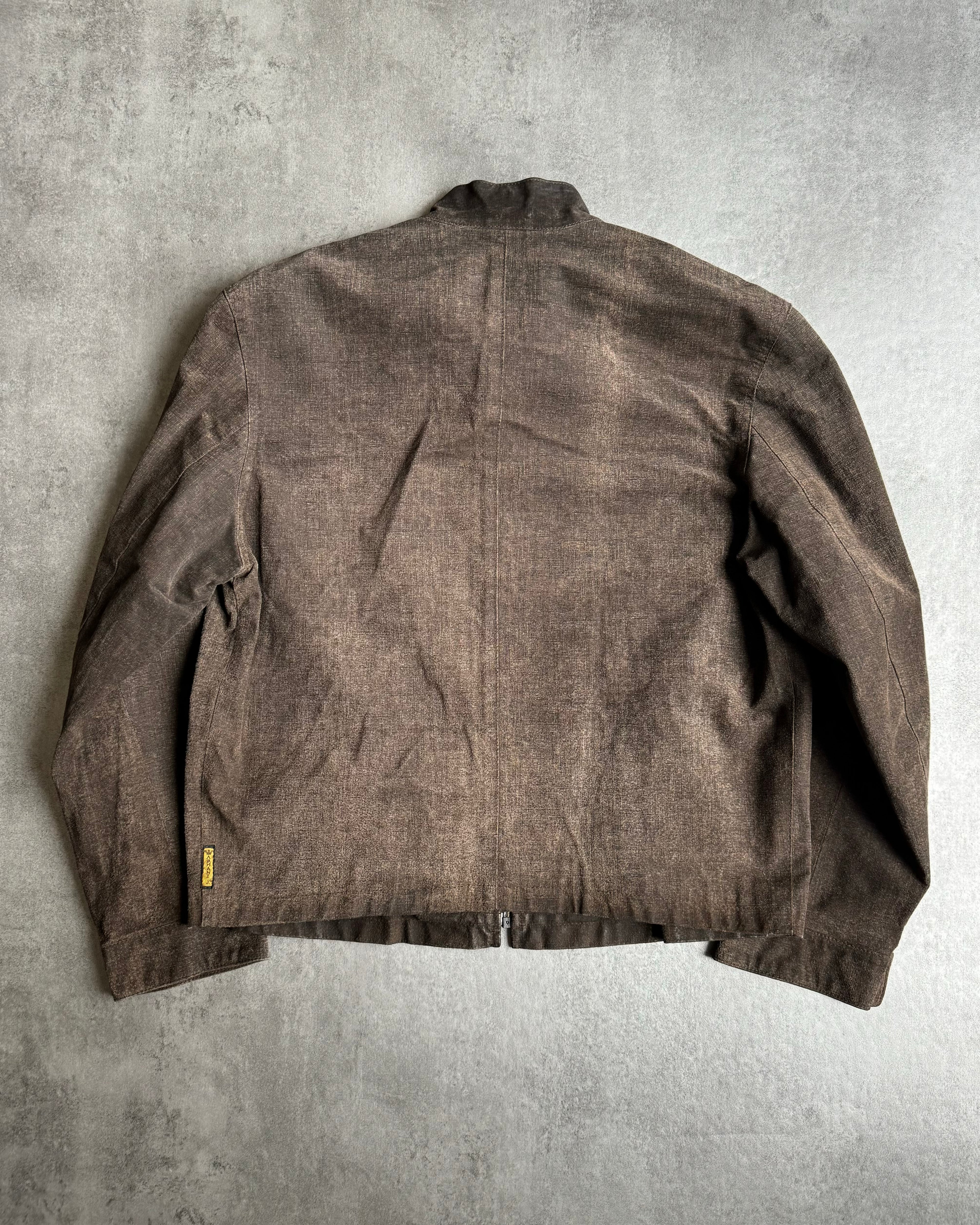 1990s Armani Brown Leather Light Biker Brown Jacket  (M/L) - 9