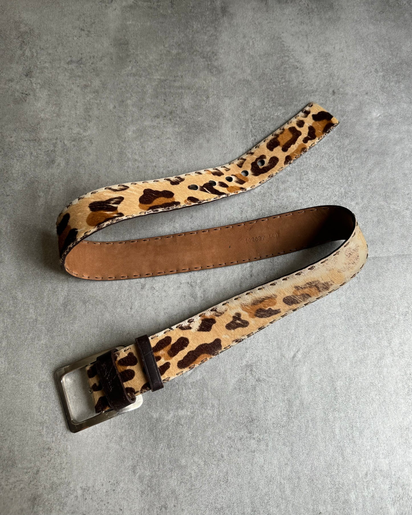 2000s Prada Pony Hair Fur Leopard Belt OS