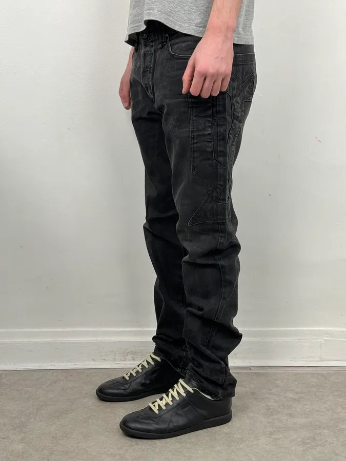 2000s Galliano Propaganda Big Letter Black Jeans MuiKSXP 2