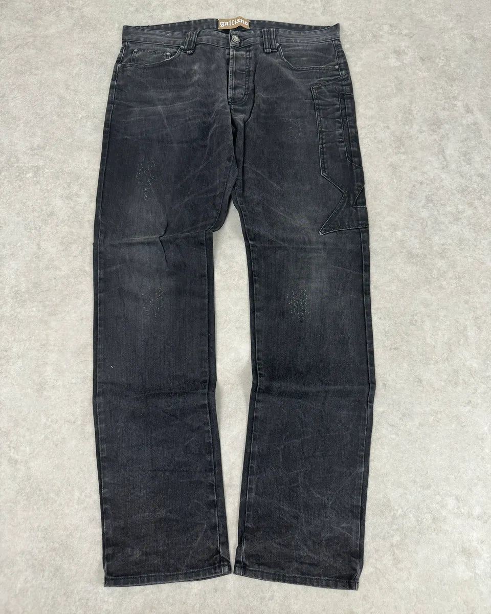 2000s Galliano Propaganda Big Letter Black Jeans MuiKSXP 0