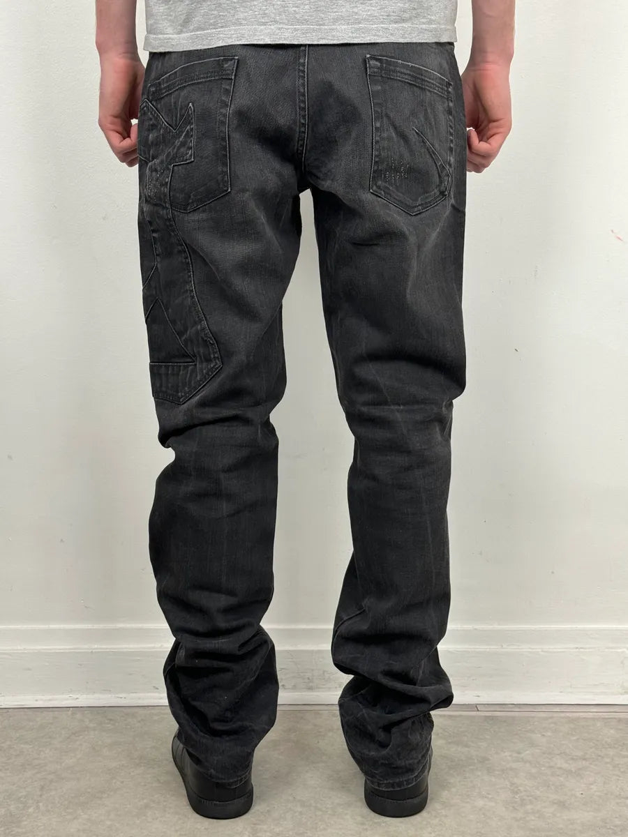 2000s Galliano Propaganda Big Letter Black Jeans MuiKSXP 3
