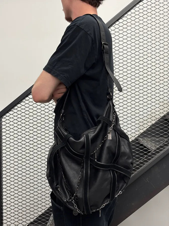 Galliano Black Leather Chains Bag  nzynQBV 1