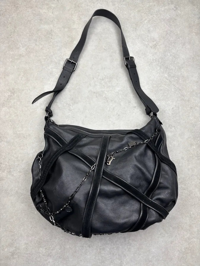 Galliano Black Leather Chains Bag  nzynQBV 0