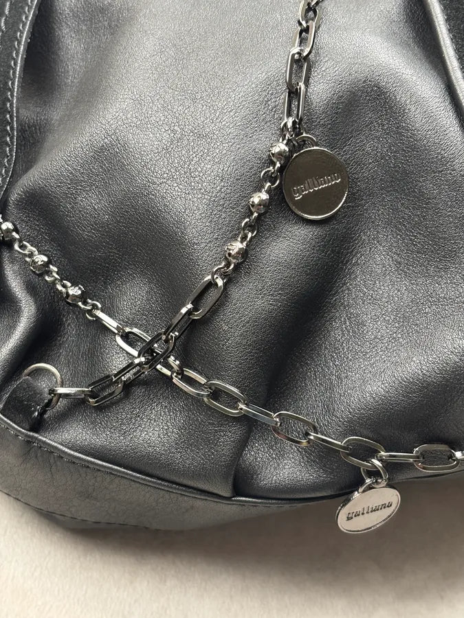 Galliano Black Leather Chains Bag  nzynQBV 6