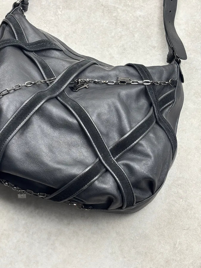 Galliano Black Leather Chains Bag  nzynQBV 5