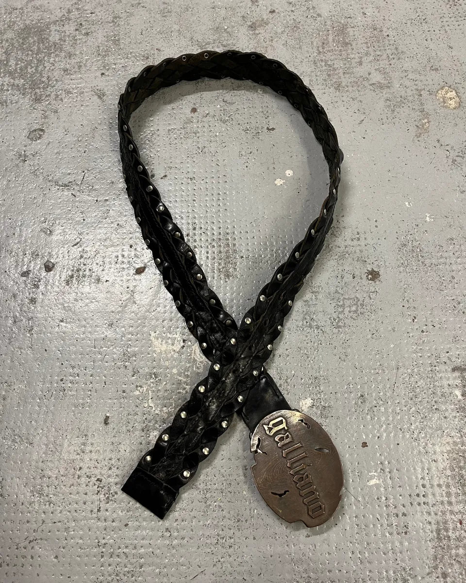 Galliano Black Leather Studded Belt DXHRKTL 2