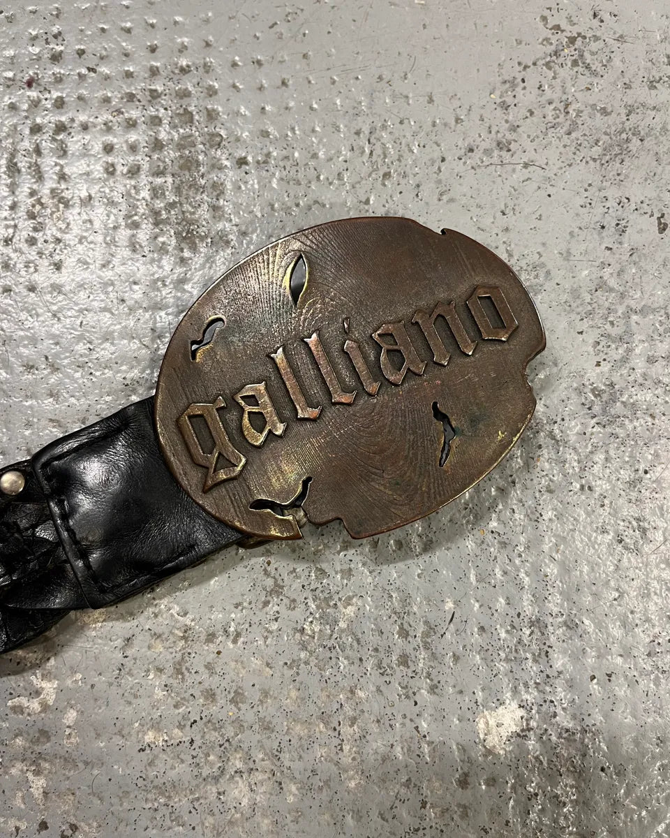 Galliano Black Leather Studded Belt DXHRKTL 5