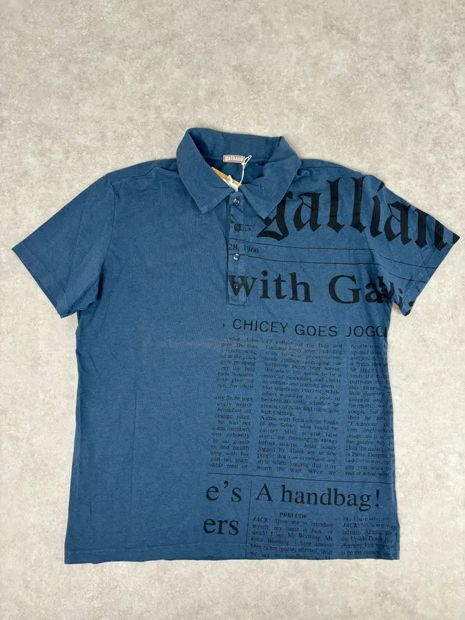SS2011 Galliano Blue Newspaper Magazine Polo pfpYfcN 0