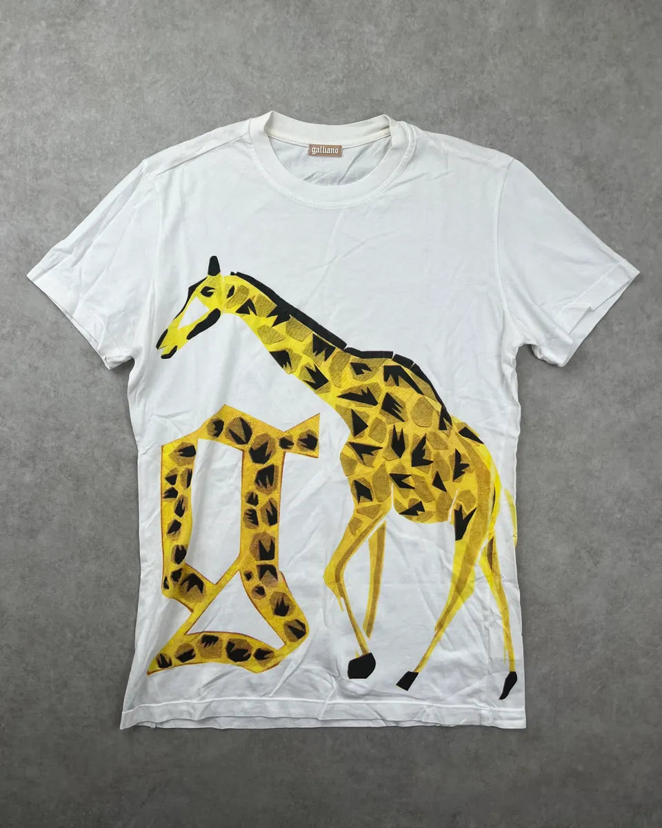 SS2012 John Galliano White Giraffe Print T-Shirt BvCqVgq 0