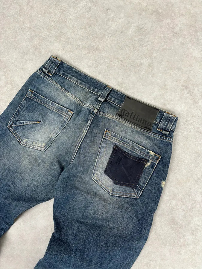 AW2011 John Galliano Blue Distressed Denim Jeans qkHvCcJ 6