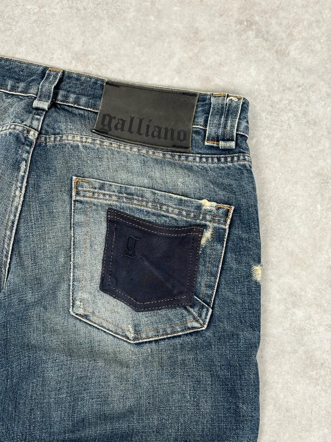 AW2011 John Galliano Blue Distressed Denim Jeans qkHvCcJ 7