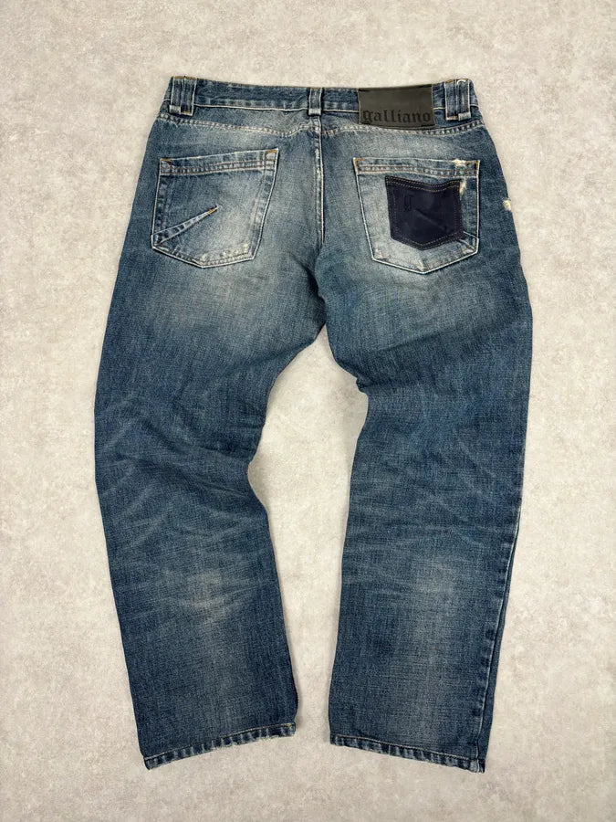 AW2011 John Galliano Blue Distressed Denim Jeans qkHvCcJ 4