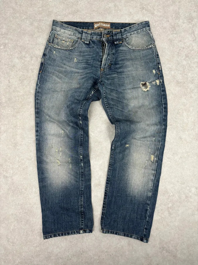 AW2011 John Galliano Blue Distressed Denim Jeans qkHvCcJ 3