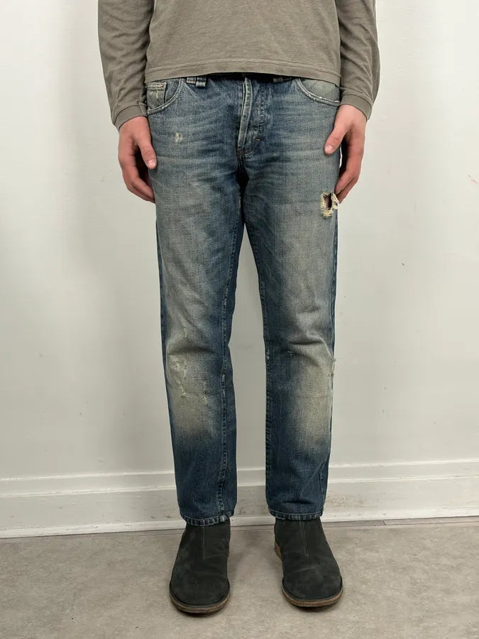 AW2011 John Galliano Blue Distressed Denim Jeans qkHvCcJ 0