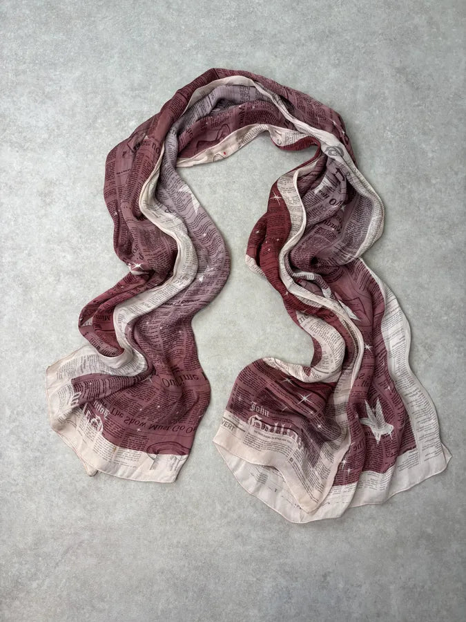 2010s Galliano Magazine Pink & White Paper Scarf  XmabLai 0