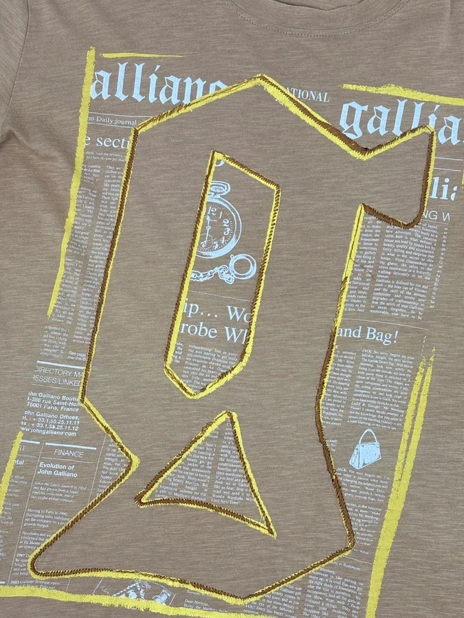 Galliano Printed Letters Beige G T-Shirt HQsezHn 6