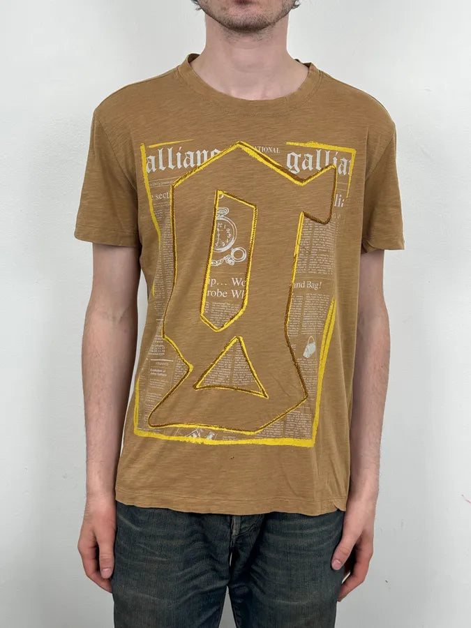 Galliano Printed Letters Beige G T-Shirt HQsezHn 1