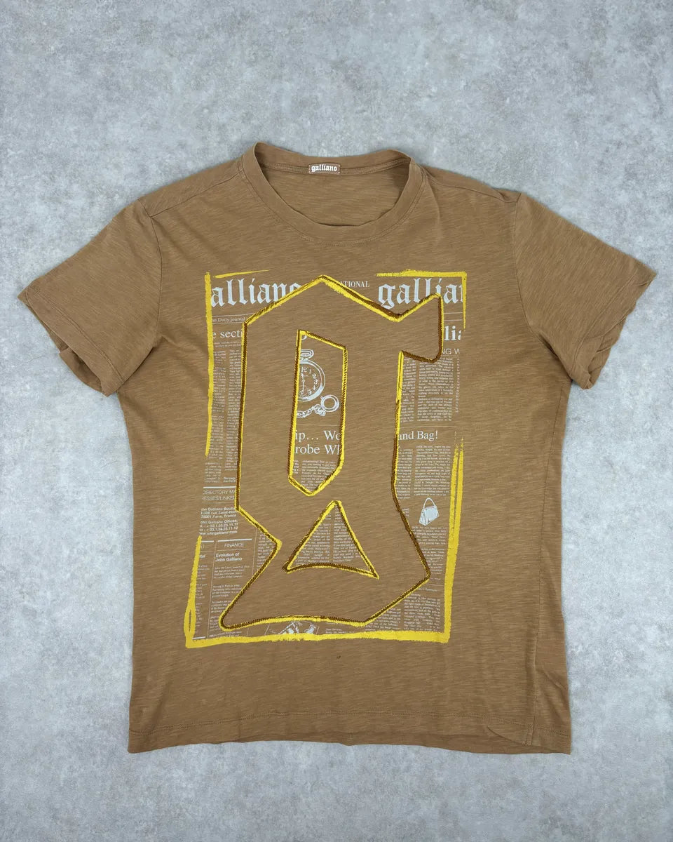 Galliano Printed Letters Beige G T-Shirt HQsezHn 0