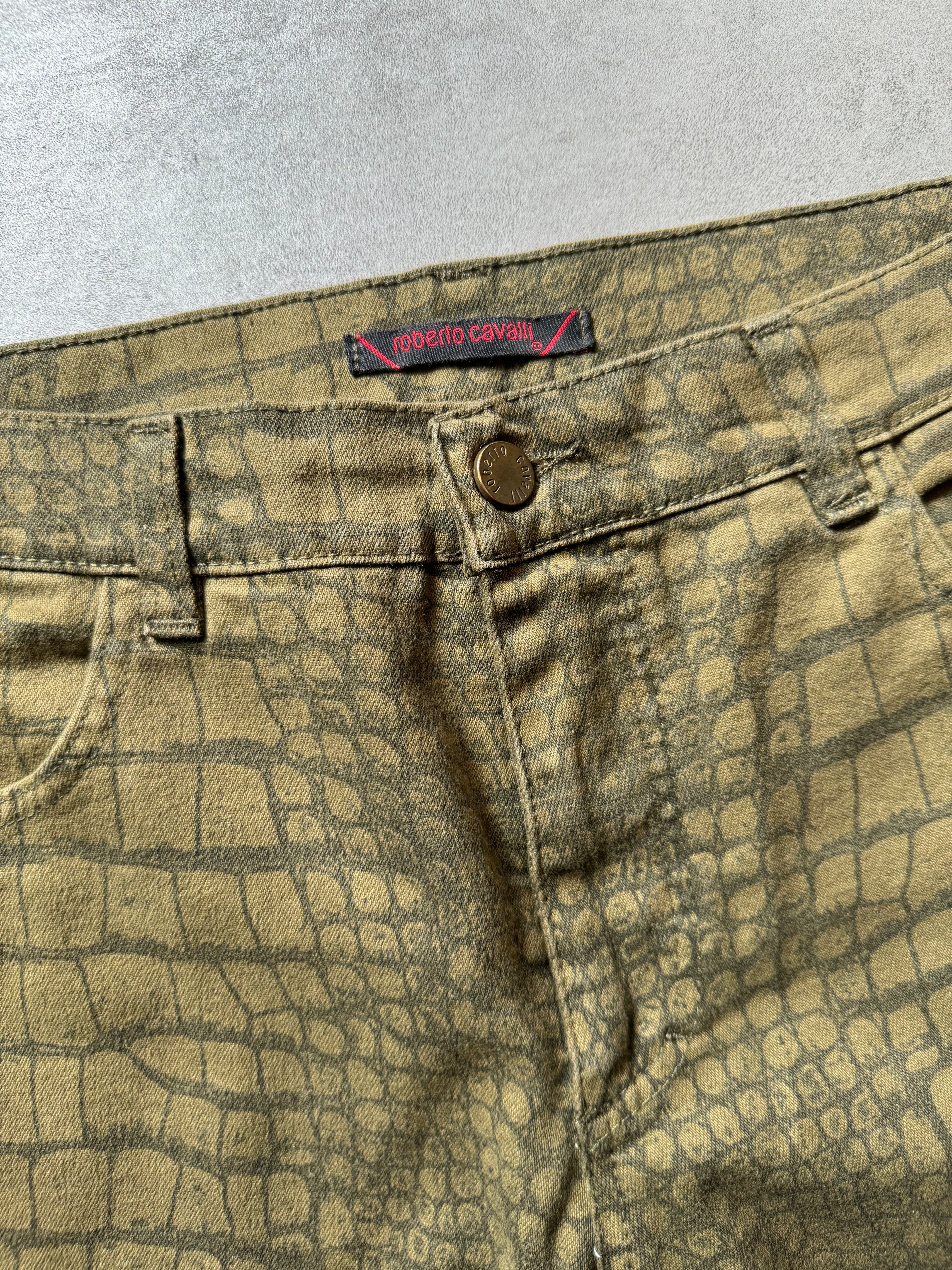 AW2001 Roberto Cavalli Olive Crocodile Effect Pants (L) - 8