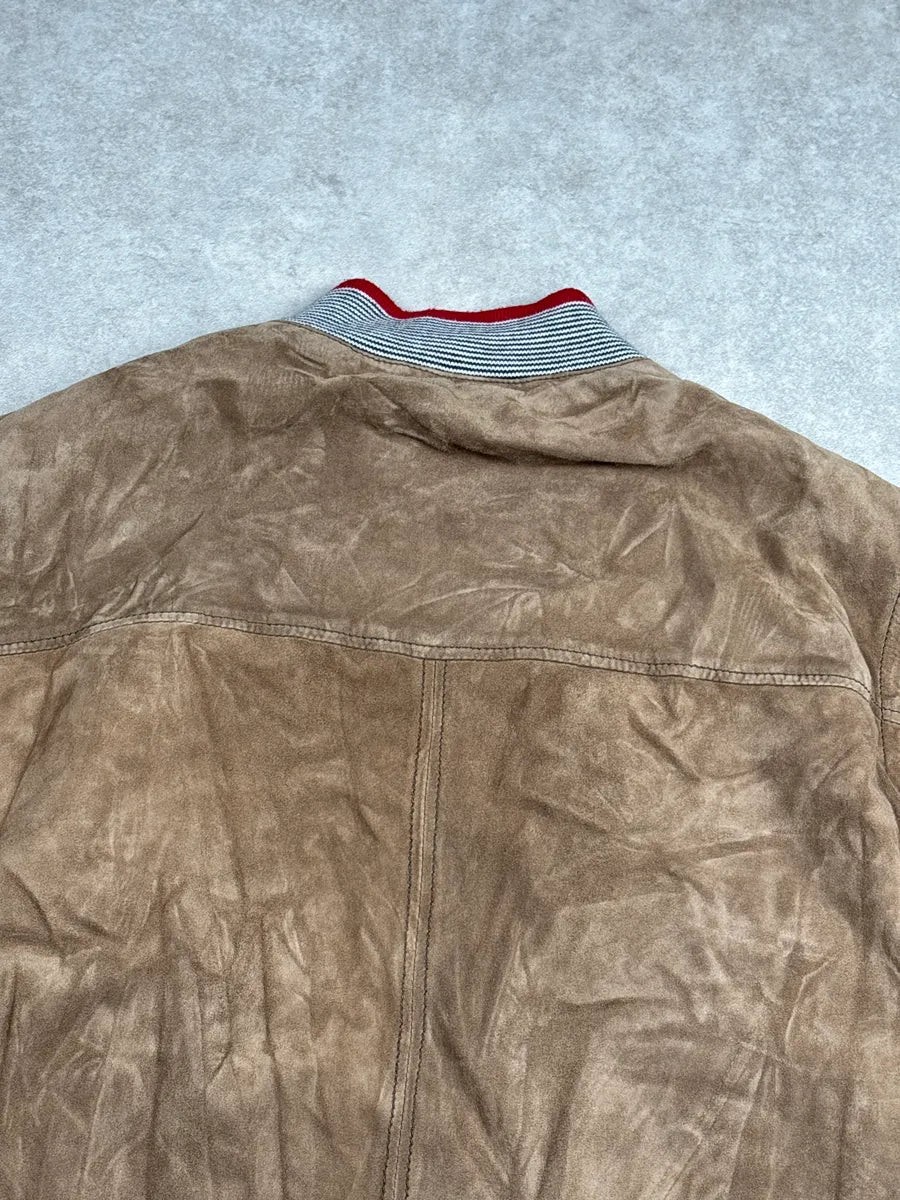 SS2009 Gucci Tan Suede Striped Ribbed Multi-Zip Leather Jacket gcRpipwC 8