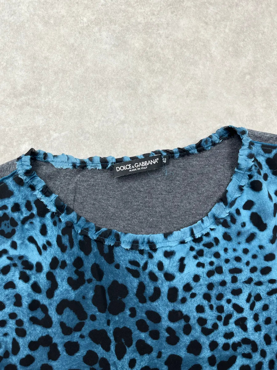Dolce & Gabbana Blue Leopard Contrast Back Top gclmQBwA 4
