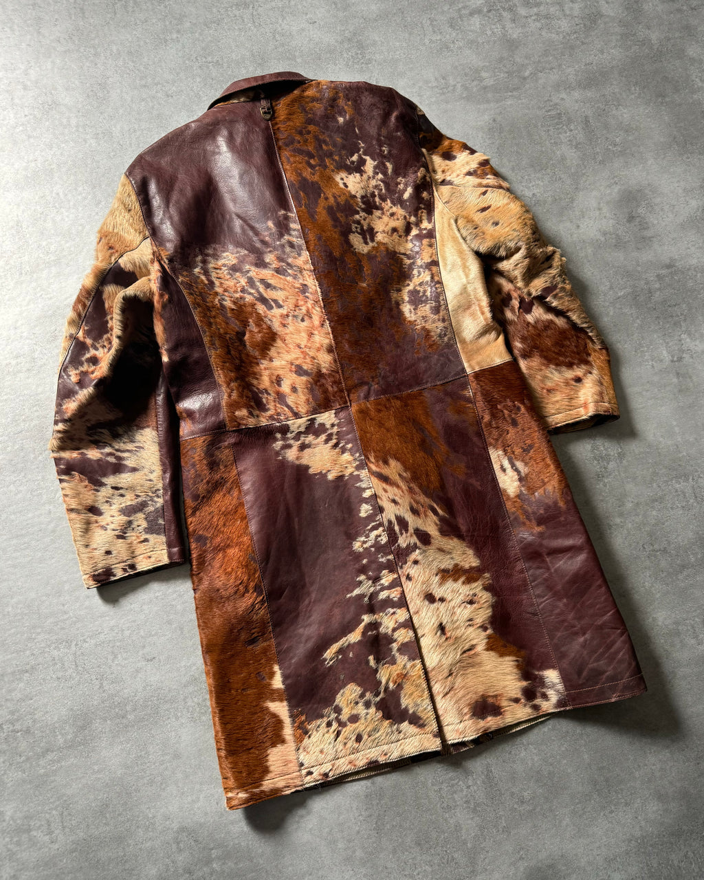 2000s Cavalli Imperial Brown Pony Hair Long Leather Jacket (L) - 2