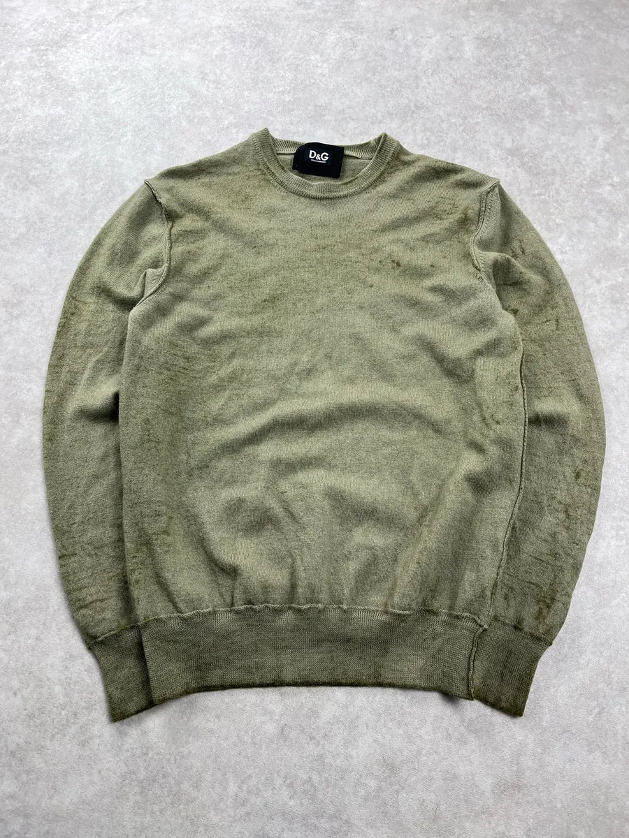 Dolce & Gabbana Olive Wool Ribbed Crewneck Sweater gfwsZxfm 3