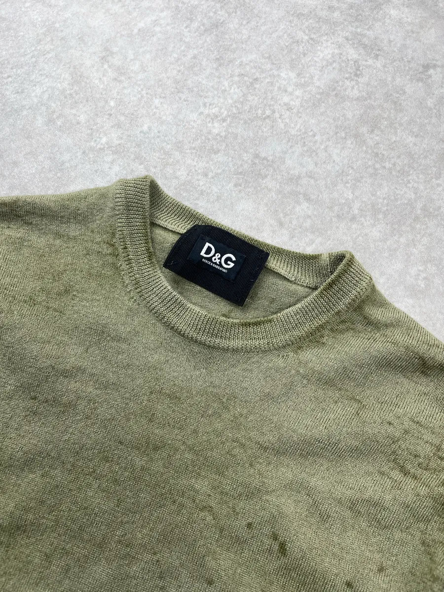 Dolce & Gabbana Olive Wool Ribbed Crewneck Sweater gfwsZxfm 6