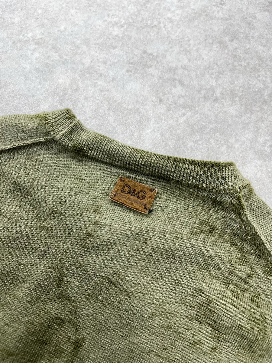 Dolce & Gabbana Olive Wool Ribbed Crewneck Sweater gfwsZxfm 7