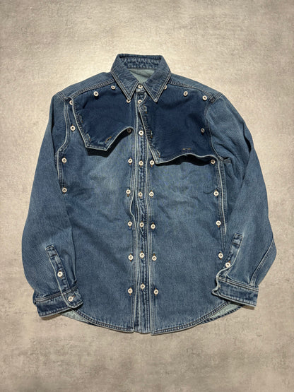 SS2024 Y/Project Blue Evergreen Panel Denim Shirt (M) - 8