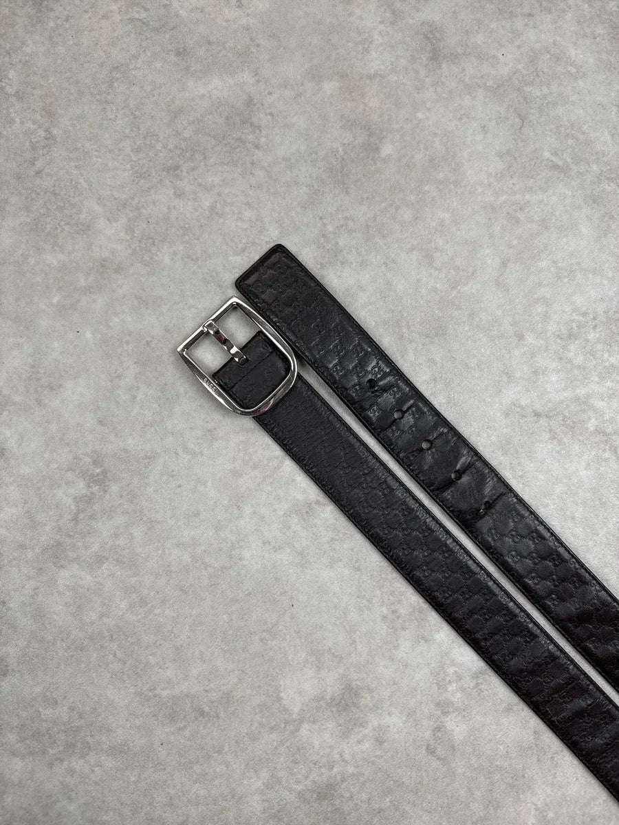 Gucci Dark Brown Leather GG Monogram Silver-Tone Buckle Belt ggnqDZFX 3