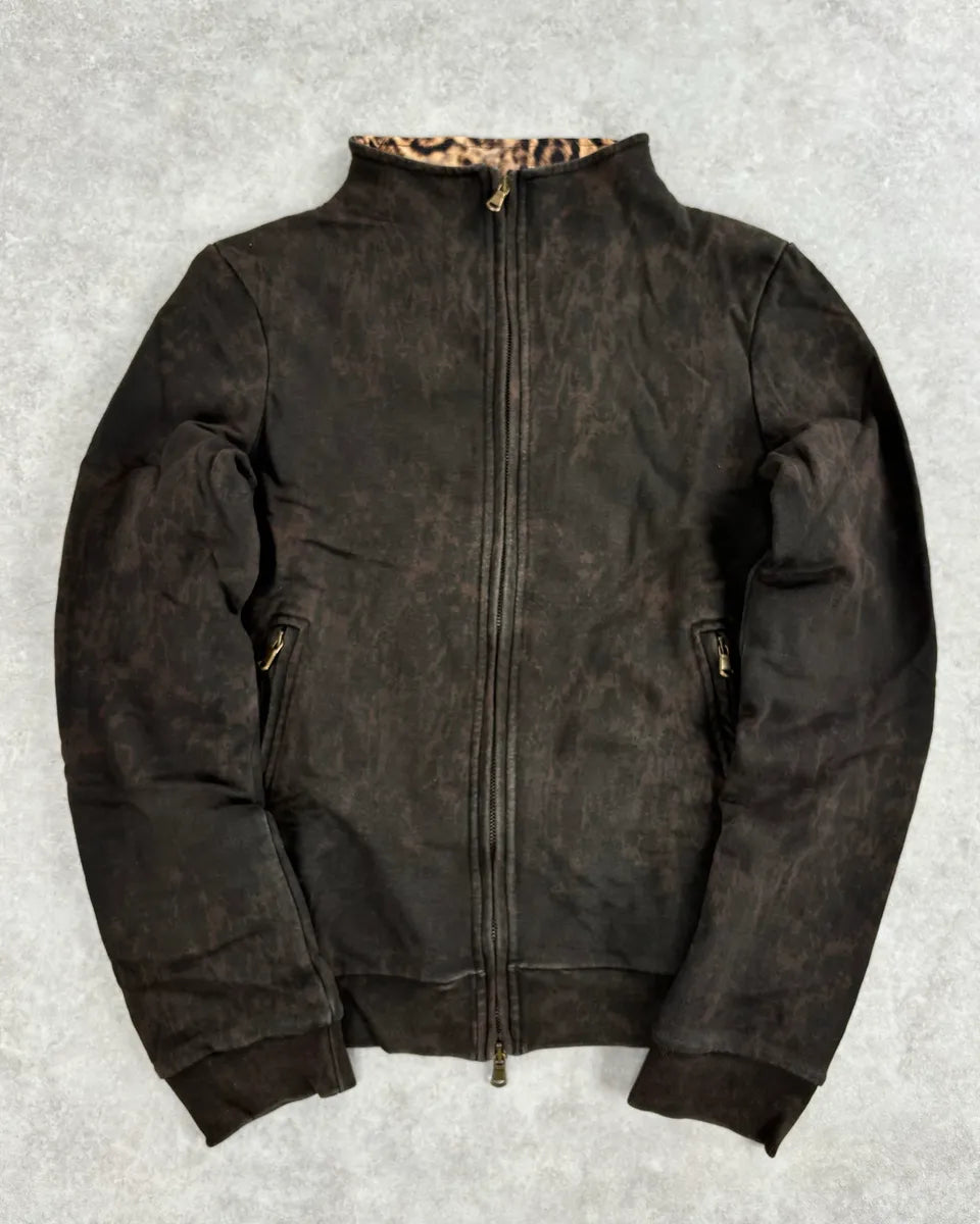 AW2000 Jean Paul Gaultier Outlaws Territory Brown Cross Leopard Jacket sZRfMoe 1