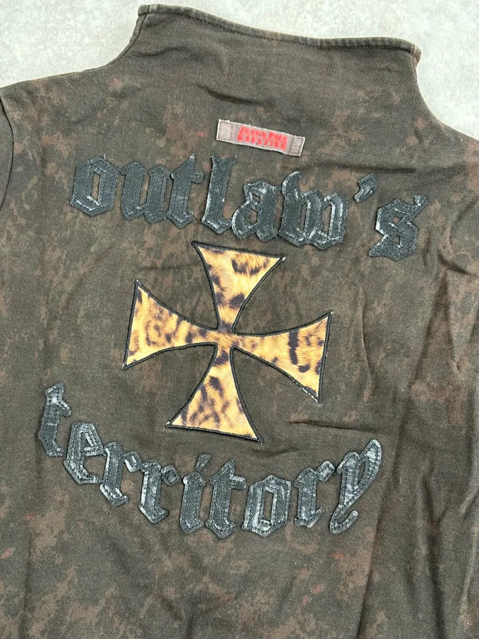 AW2000 Jean Paul Gaultier Outlaws Territory Brown Cross Leopard Jacket sZRfMoe 8