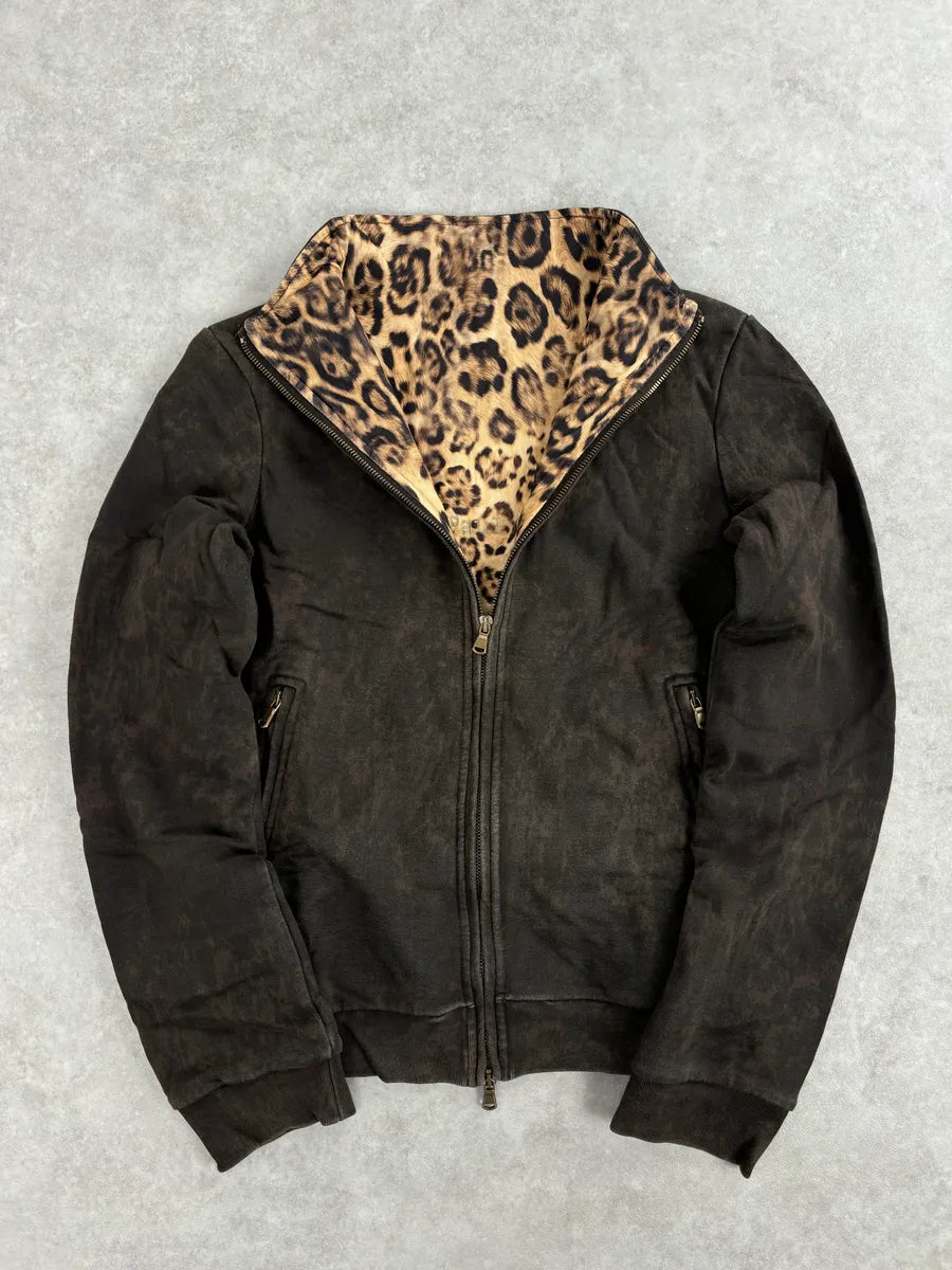 AW2000 Jean Paul Gaultier Outlaws Territory Brown Cross Leopard Jacket sZRfMoe 6