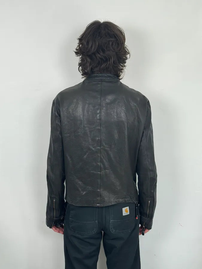 SS2012 Emporio Armani Black Leather Biker Jacket WceEdpD 3